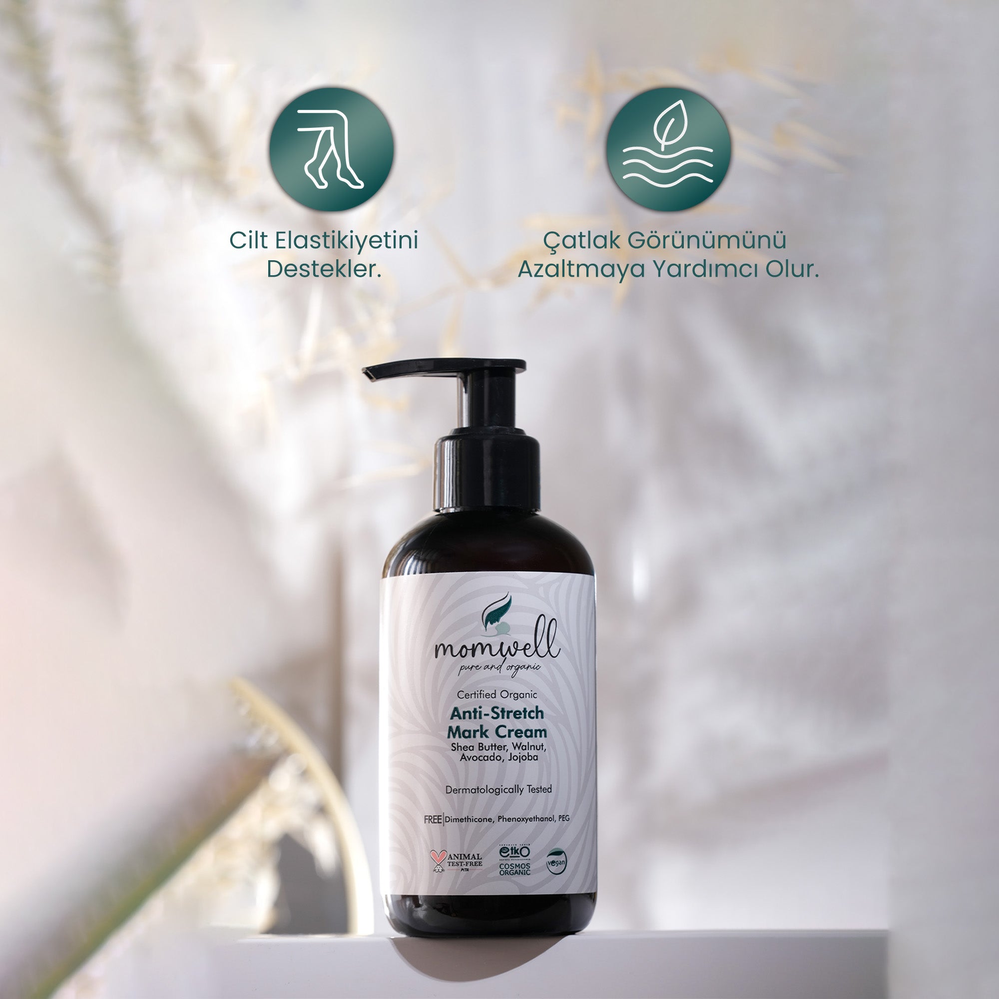 Momwell Anti-Stretch Mark Cream – Cilt elastikiyetini destekleyen doğal içerikli krem