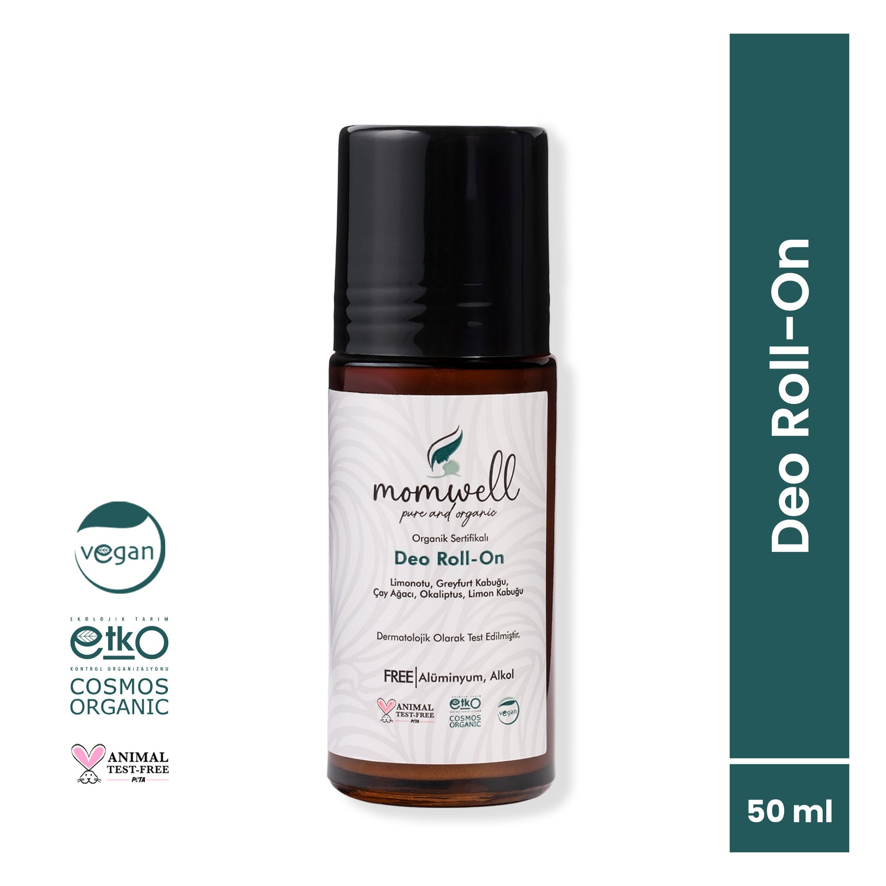 Momwell Organik Deo Roll-on 50 ml – Alüminyum ve alkol içermeyen doğal deodorant
