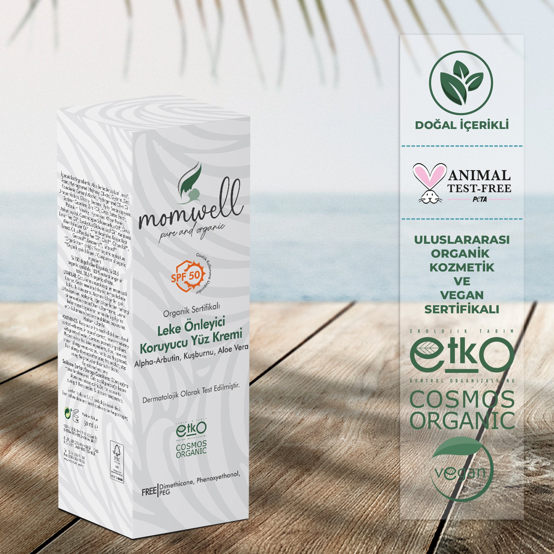 Momwell Organik Leke Önleyici Koruyucu Yüz Güne%u015F Kremi 50ml