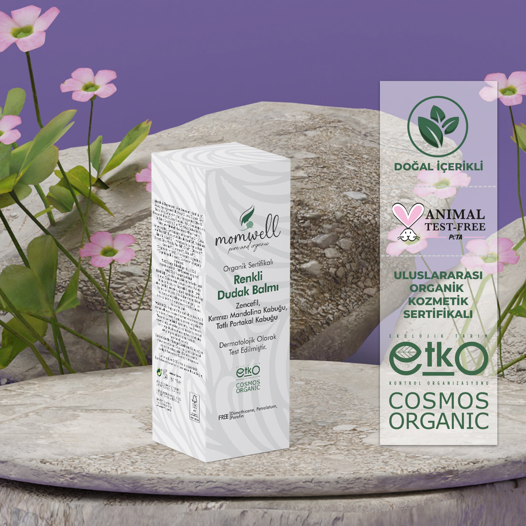 Momwell Organik Renkli Dudak Balmı 5ml